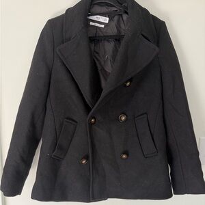 Mango Wool Blend Jacket in Black